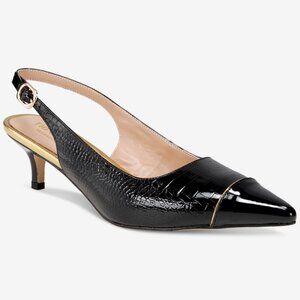 155$ THINGS II COME Julee Luxurious Pointy-Toe Slingback Heel Pump Size 7 Black